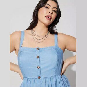 TORRID Tea-Length Chambray Button Front Summer Dress